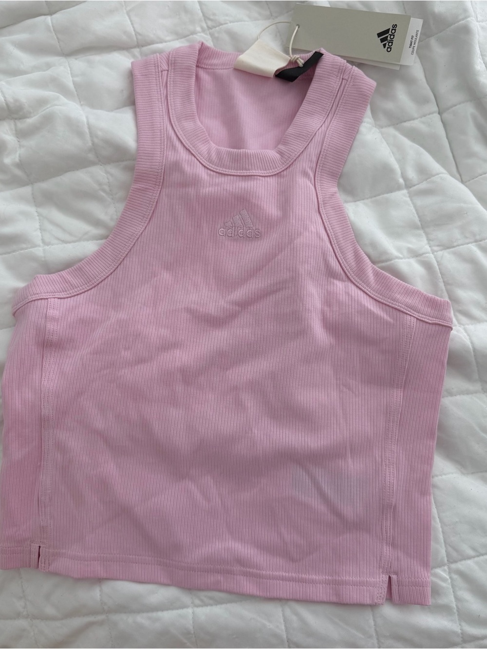 adidas Light Pink Ribbed Crop Tank Top